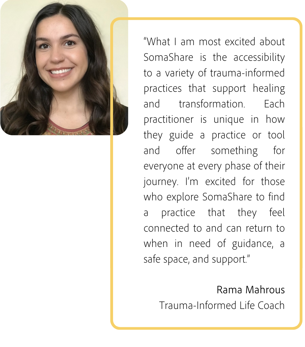 Trauma-Informed Life Coach Rama Mahrous SomaShare Testimonial